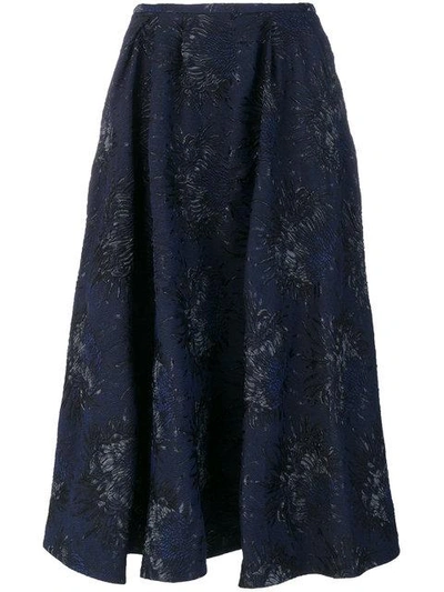 Rochas - Floral Jacquard Skirt  In Blue