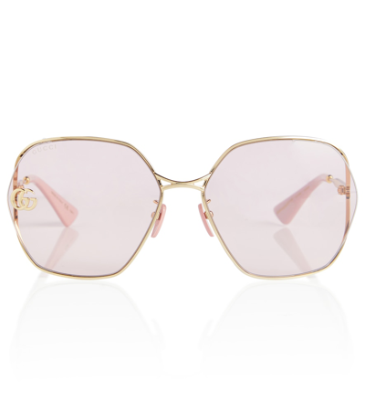 Gucci Square Metal Sunglasse In 粉红色