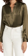L Agence Bianca Silk Charmeuse Button-down Blouse In Ivy Green