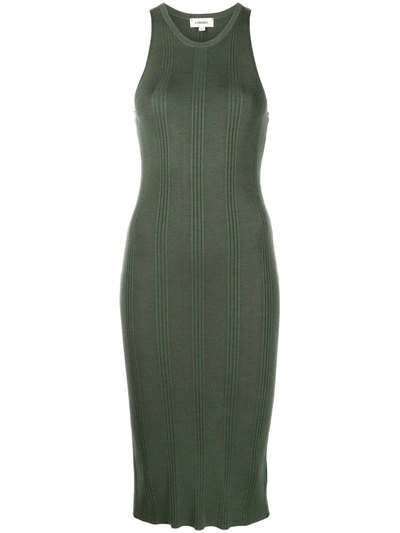 L Agence Ribbed-knit Sleeveless Dress In Olive Night