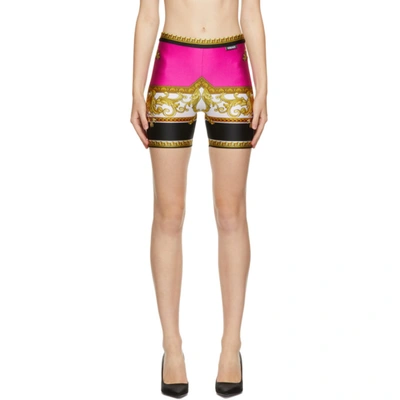 Versace Black & Pink Medusa Renaissance Mini Shorts In 5p030 Fuxia Gold