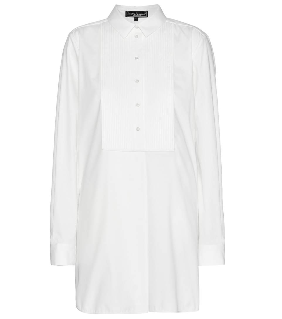Salvatore Ferragamo Cotton-blend Shirt Dress In Bianco|bianco | ModeSens