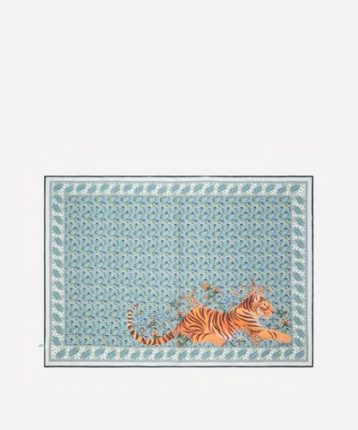 Liberty Tiger Poppy Persia 147 X 111cm Cotton Sarong In Blue