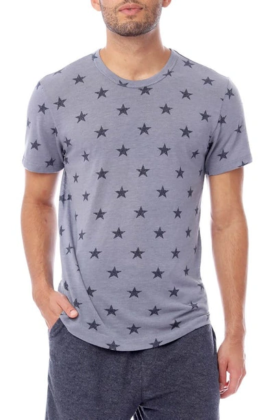 Alternative Eco-jersey Shirttail Printed T-shirt In Laguna Blue Antique Stars