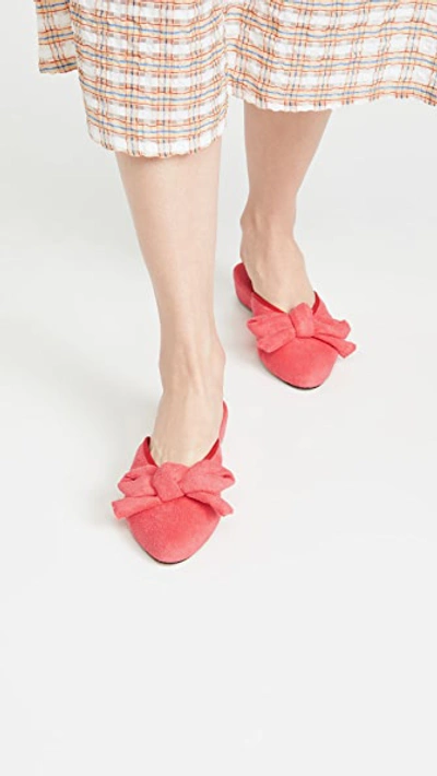 Olivia Morris At Home Daphne Bow House Slippers In Coral Red