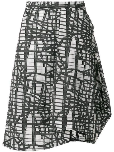 Chalayan Asymmetric Graphic Print Skirt - Black