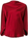 Chalayan Draped Satin Top In Red