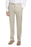 Berle Flat Front Linen Dress Pants In Tan