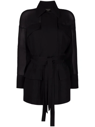 Ferragamo Tie-fastening Shirt Jacket In Black