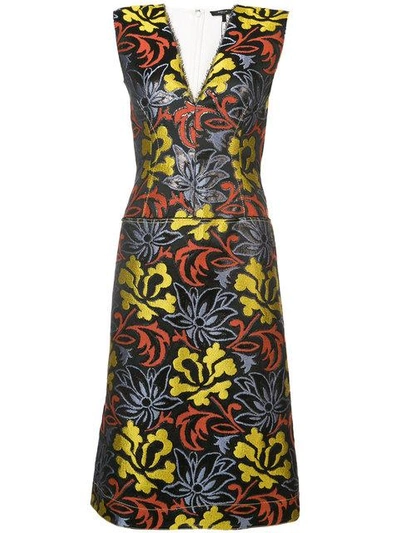 Derek Lam Sleeveless Floral-embroidered Sheath Dress In Multi Pattern