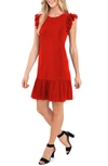 Cece Flutter Sleeve Cotton Blend Knit Dress In Orange
