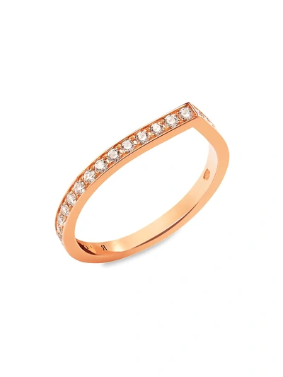 Repossi Women's Antifer 18k Rose Gold & Pavé Diamond 1-row Ring In Pink_gold