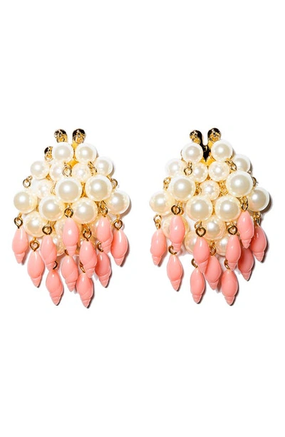 Lele Sadoughi 14k Goldplated, Acrylic Pearl & Resin Conch Shell Cluster Earrings In Coral