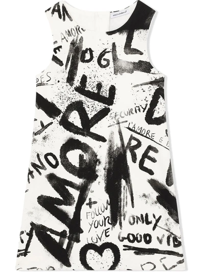 Dolce & Gabbana Kids' Girl's Graffiti Amore Print Dress
