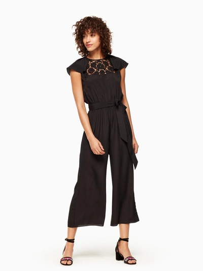 Kate Spade Lace Embroidered Jumpsuit In Black