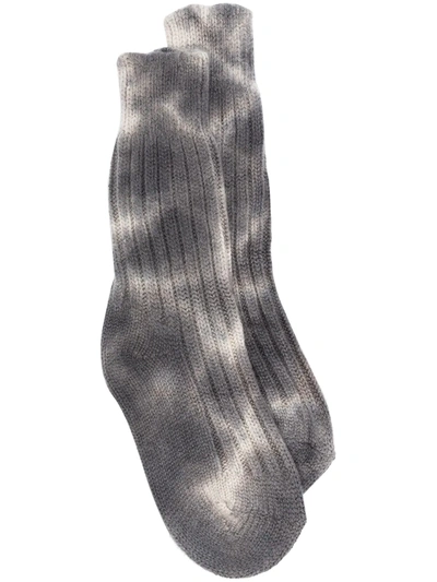 The Elder Statesman Grey Yosemite Tie-dye Cashmere Socks In 灰色