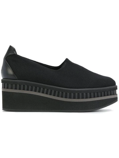 Robert Clergerie Lotes Jersey Wedged Slippers In Black