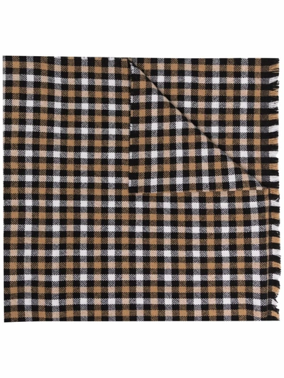 Acne Studios Wool-blend Check Pattern Scarf In Black/beige