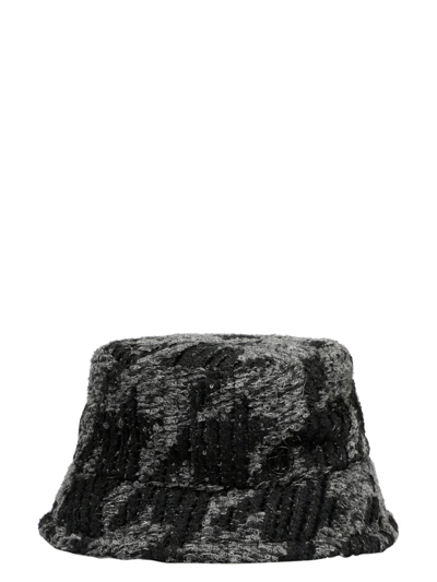 Maison Michel Axel Tweed Bucket Hat In Black,grey