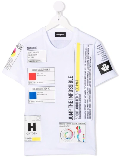 Dsquared2 Teen Graphic-print Cotton T-shirt In Bianco