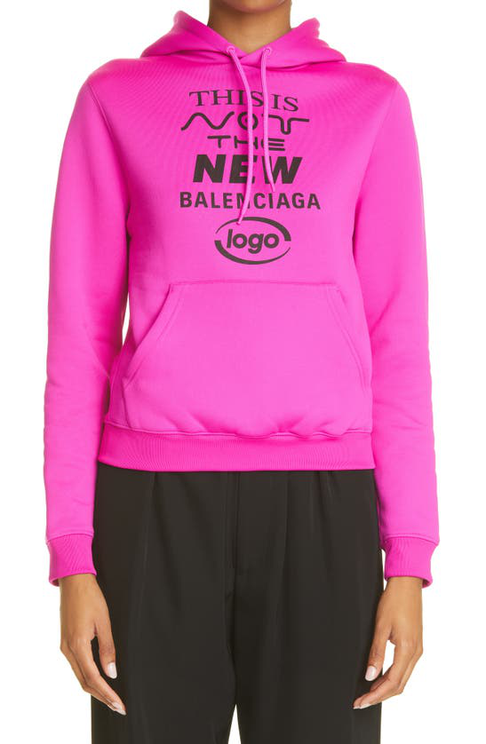 Balenciaga This Is Not Logo Fitted Graphic Hoodie In Lipstick Pink/ Black |  ModeSens