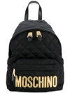 Moschino Medium Quilted Backpack In Black