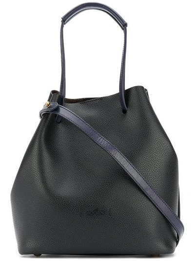 Hogan Leather Bucket Bag With Embossed Logo In Black