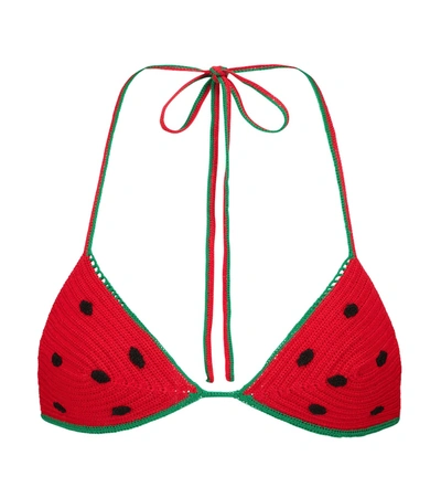 Loewe + Paula's Ibiza Crocheted Cotton Triangle Bikini Top In Green