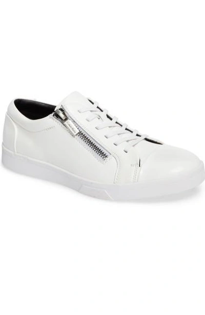 Calvin Klein Men's Ibrahim Cap-toe Zip Sneaker In White Leather | ModeSens
