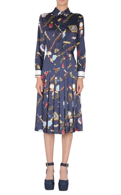 Boutique Moschino Printed Cady Dress In Night Blue