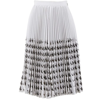 Msgm Laser Cut Houdnstooth Skirt In White