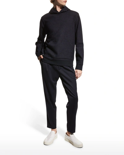 Vince Men's Vertical Striped Hoodie In Coastal/ Med H Grey ModeSens