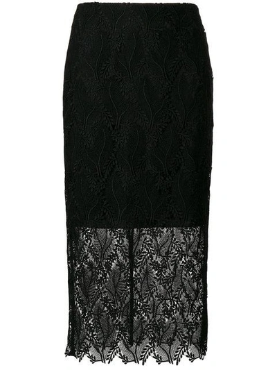 Diane Von Furstenberg Lace Overlay Pencil Skirt In Black