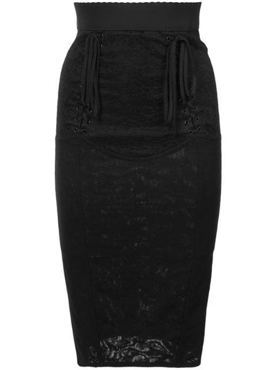 Dolce & Gabbana Corseted Lace Pencil Skirt