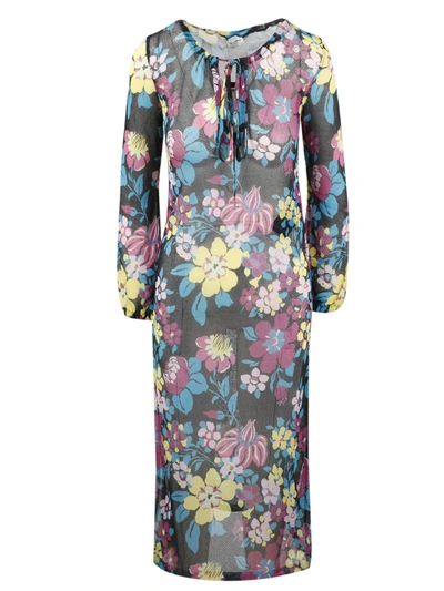 Saint Laurent Floral Printed Dress In Multi
