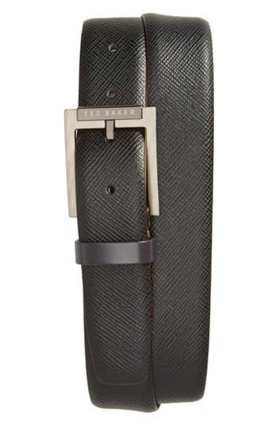 Ted Baker Parmer Leather Belt In Black
