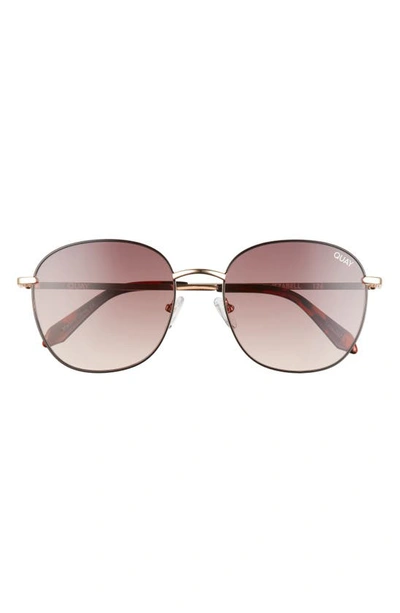 Quay Jezabell 52mm Gradient Round Sunglasses In Black / Brown Orange Mirror