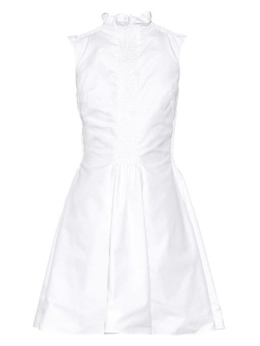 Kenzo Smocked Cotton-poplin Dress In White | ModeSens
