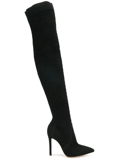 Gianvito Rossi Fiona Bouclé Over-the-knee Boots In Black