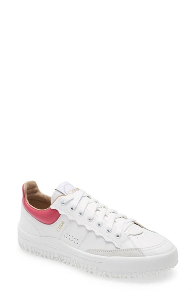 Chloé Women's Franckie Low Top Sneakers In White/ Pink