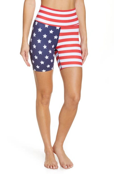 Beach Riot Patriotic Bike Shorts In Stars And Stripes