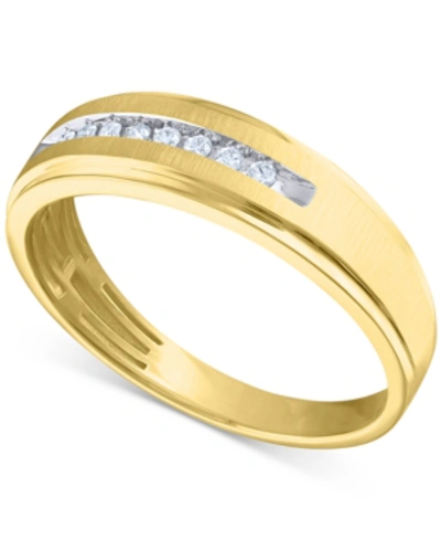 Macy's Men's Diamond Band (1/10 Ct. T.w.) In 10k Yellow Gold Or 10k White Gold