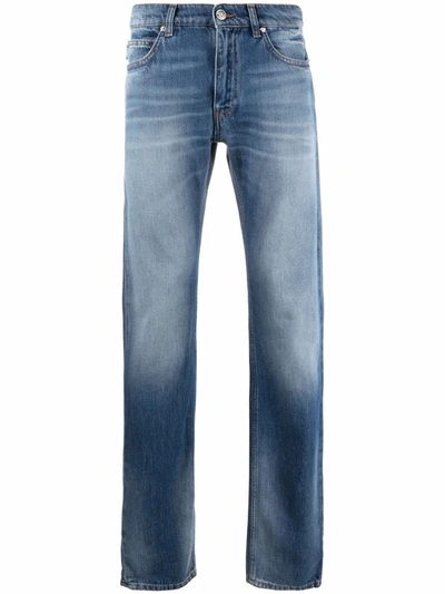 Versace Blue Faded-effect Straight-leg Jeans