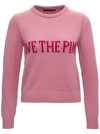 Alberta Ferretti Intarsia-knit Slogan Jumper In Pink