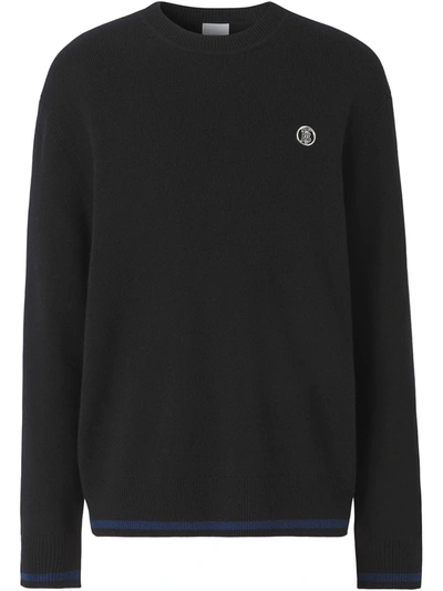 Burberry Monogram Appliqué Sweater In Black