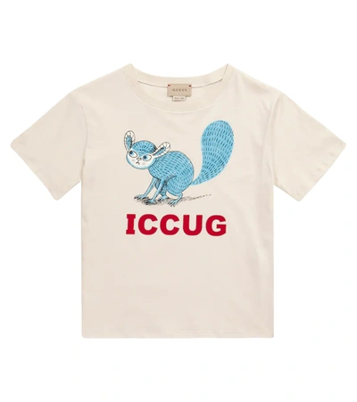 Gucci Kids' X Freya Hartas Cotton T-shirt In 白色