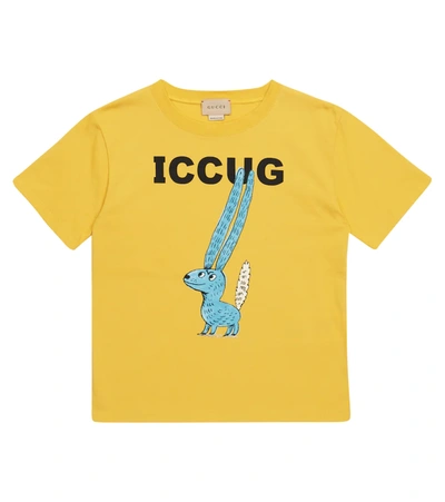 Gucci Kids' Children's Freya Hartas Print T-shirt In Yellow