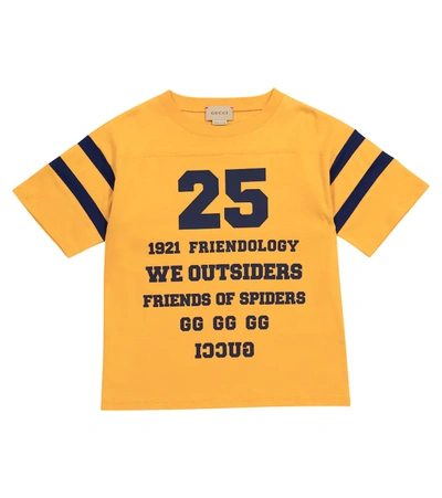 Gucci Yellow T-shirt For Kids With Friendology Writing And Logo In Arancione