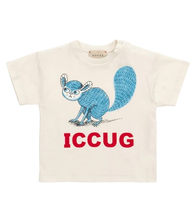 Gucci X Freya Hartas Baby Printed Cotton T-shirt In Ivory