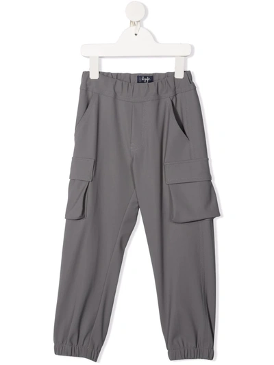 Il Gufo Kids' Elasticated Cargo Trousers In Grey